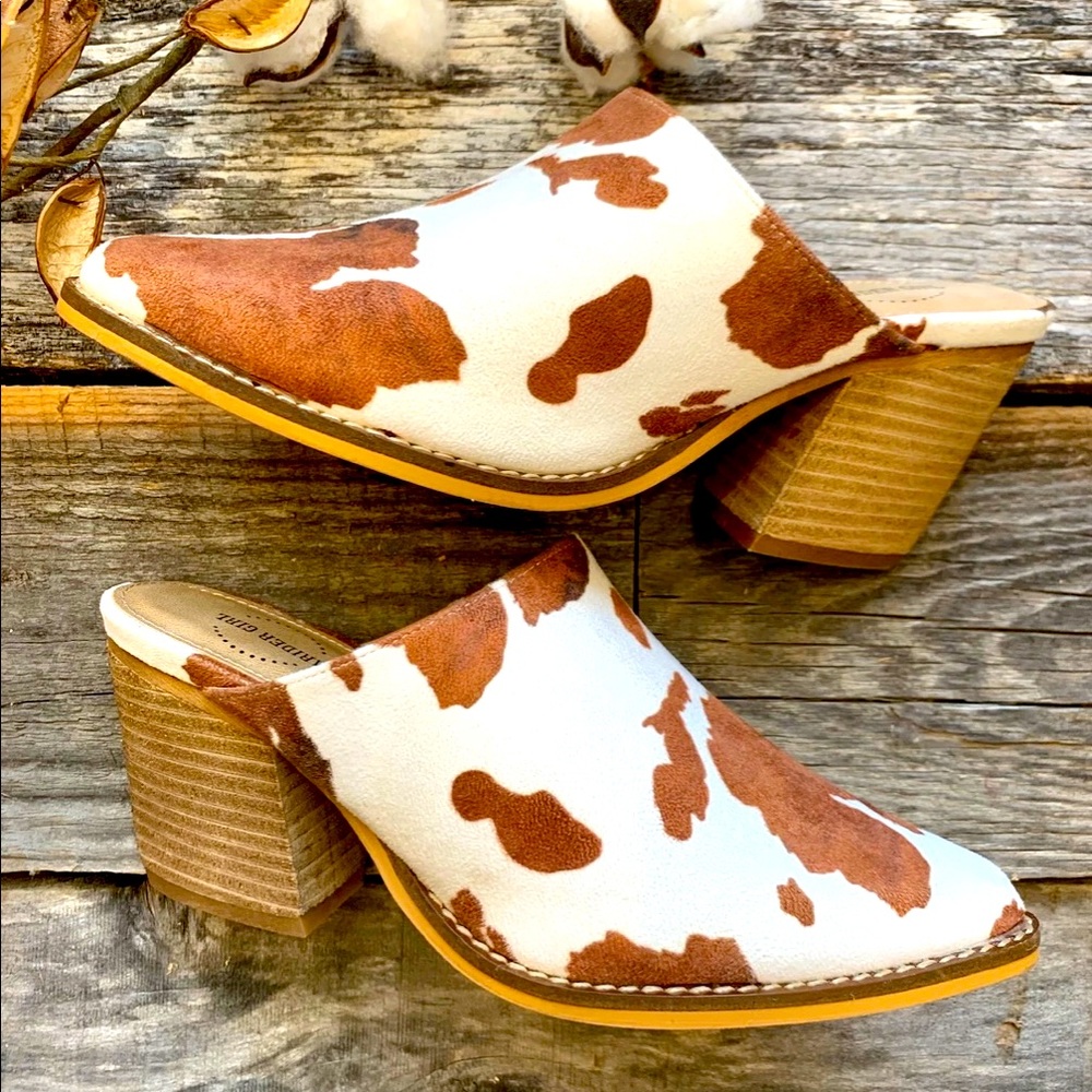 Cow Patterned Mules